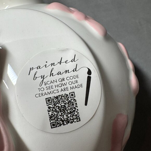 Lang Pink Bow White Pink Hand Painted Ceramic‎ Teapot NEW WITH TAG - Picture 7 of 9